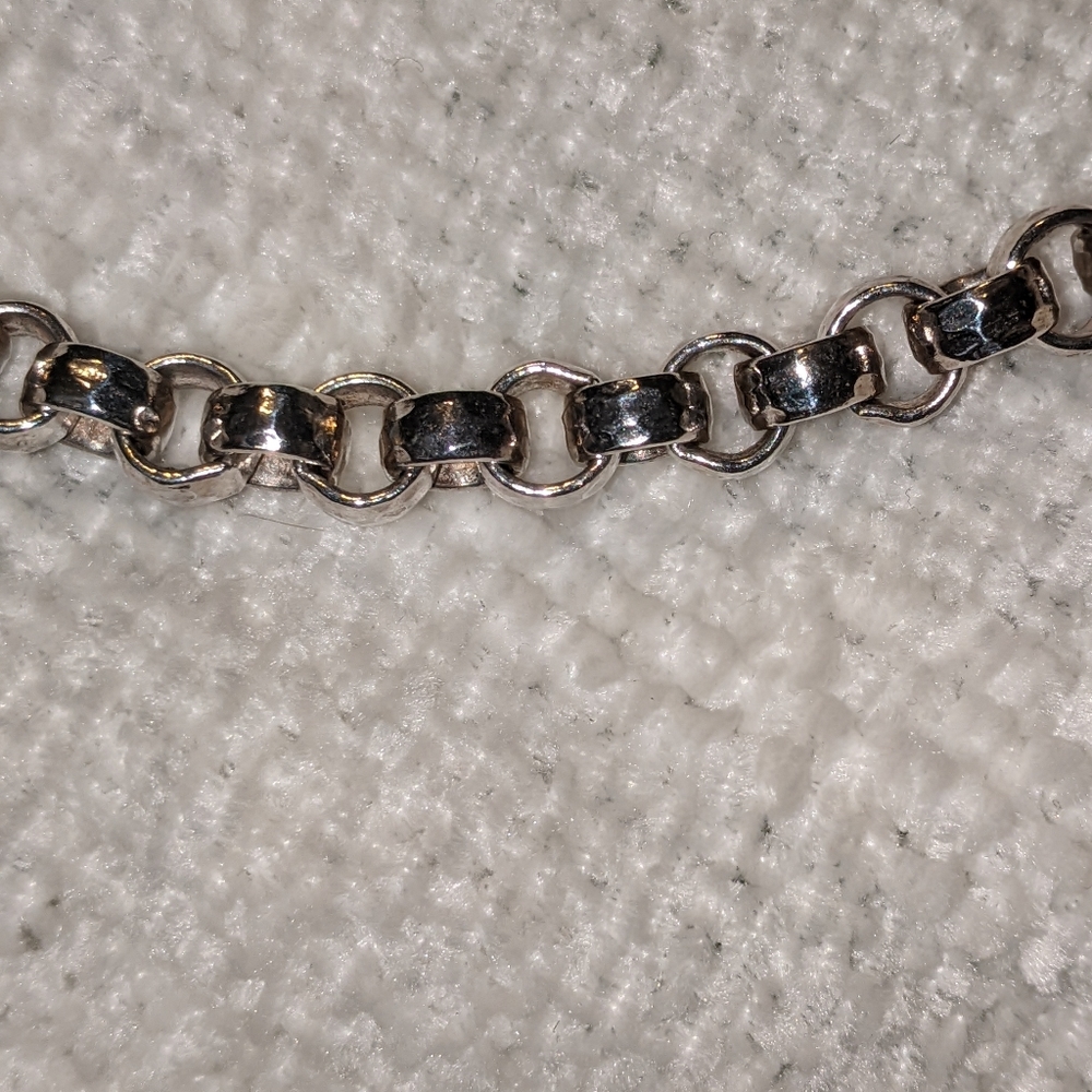 Vintage Heavy Fine Silver Rolo Link Chain Necklace